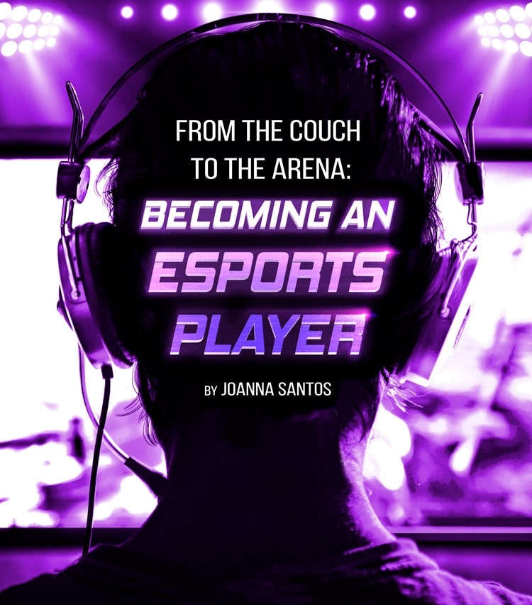 E-book cover for From the Couch the Arena: Becoming an E-Sports Player by Joanna Santos.