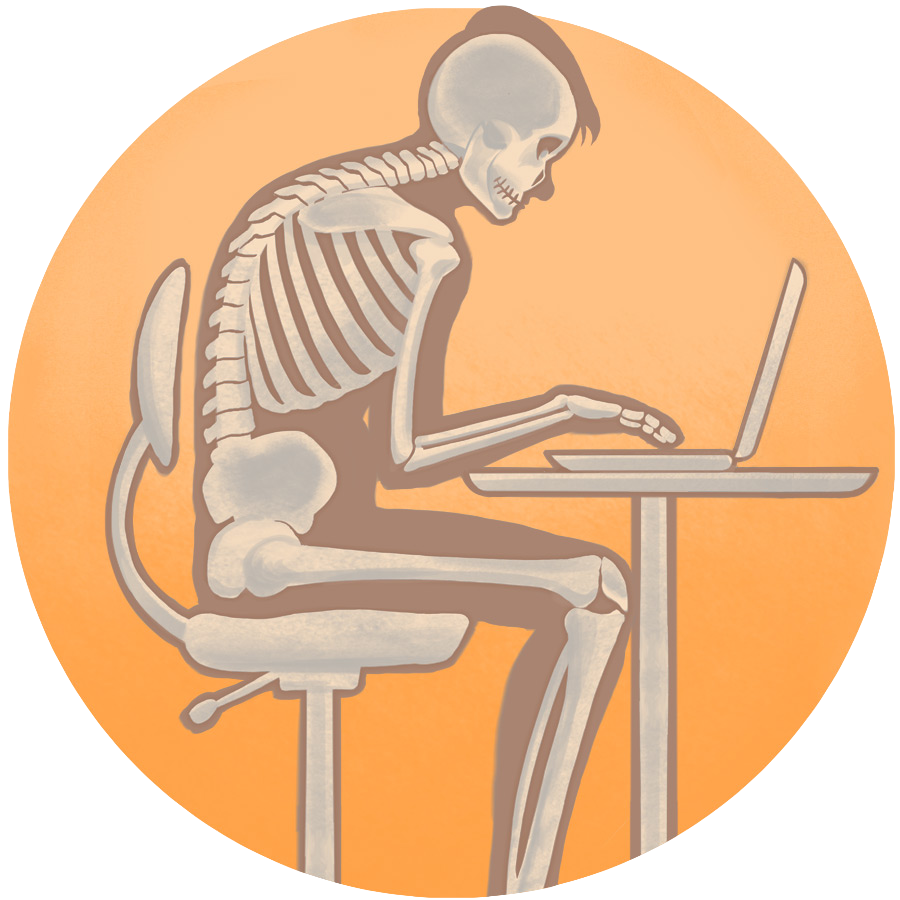 illustration of a young man working with poor posture.