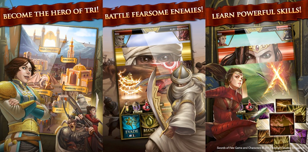 Promotional banners for Swords of Fate in the App Store.