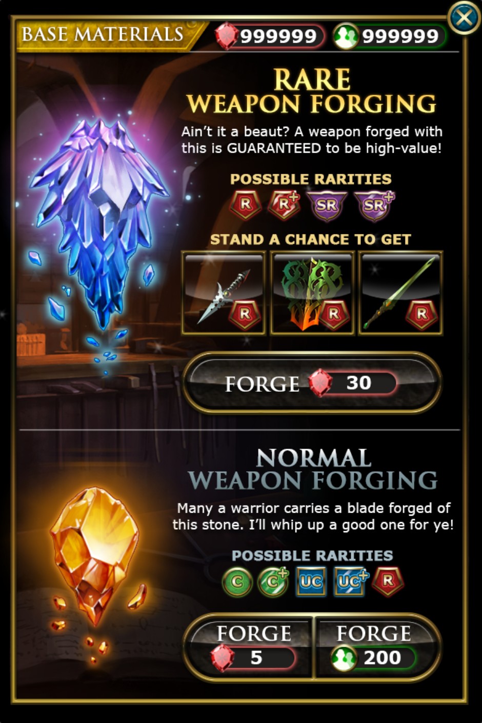 Weapon forging page. I illustrated the forging gems here.