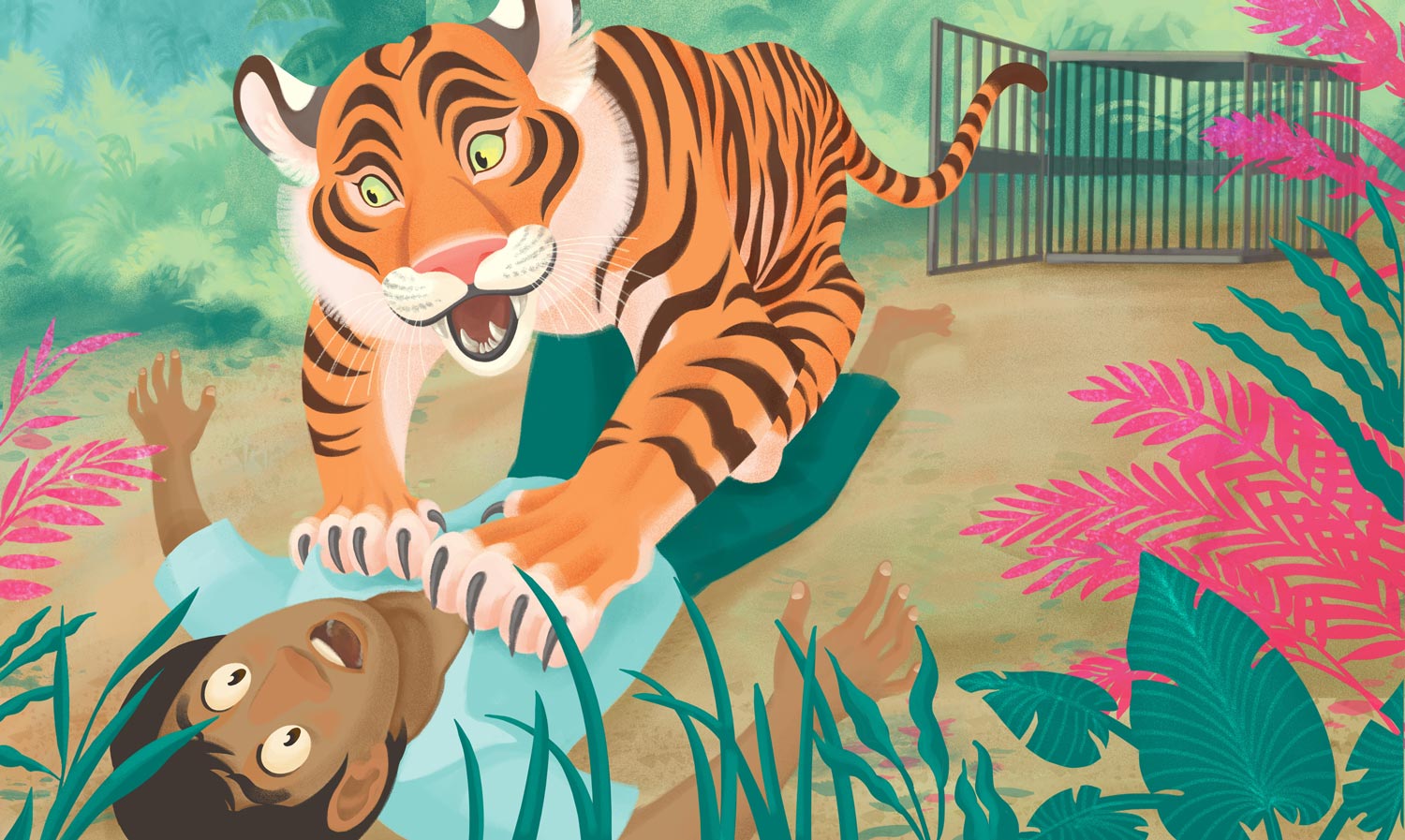 Forgetting his promise, the freed tiger pounces on the man and threatens to eat him.